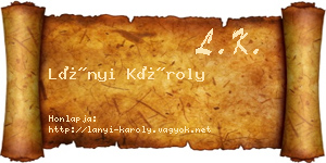 Lányi Károly névjegykártya